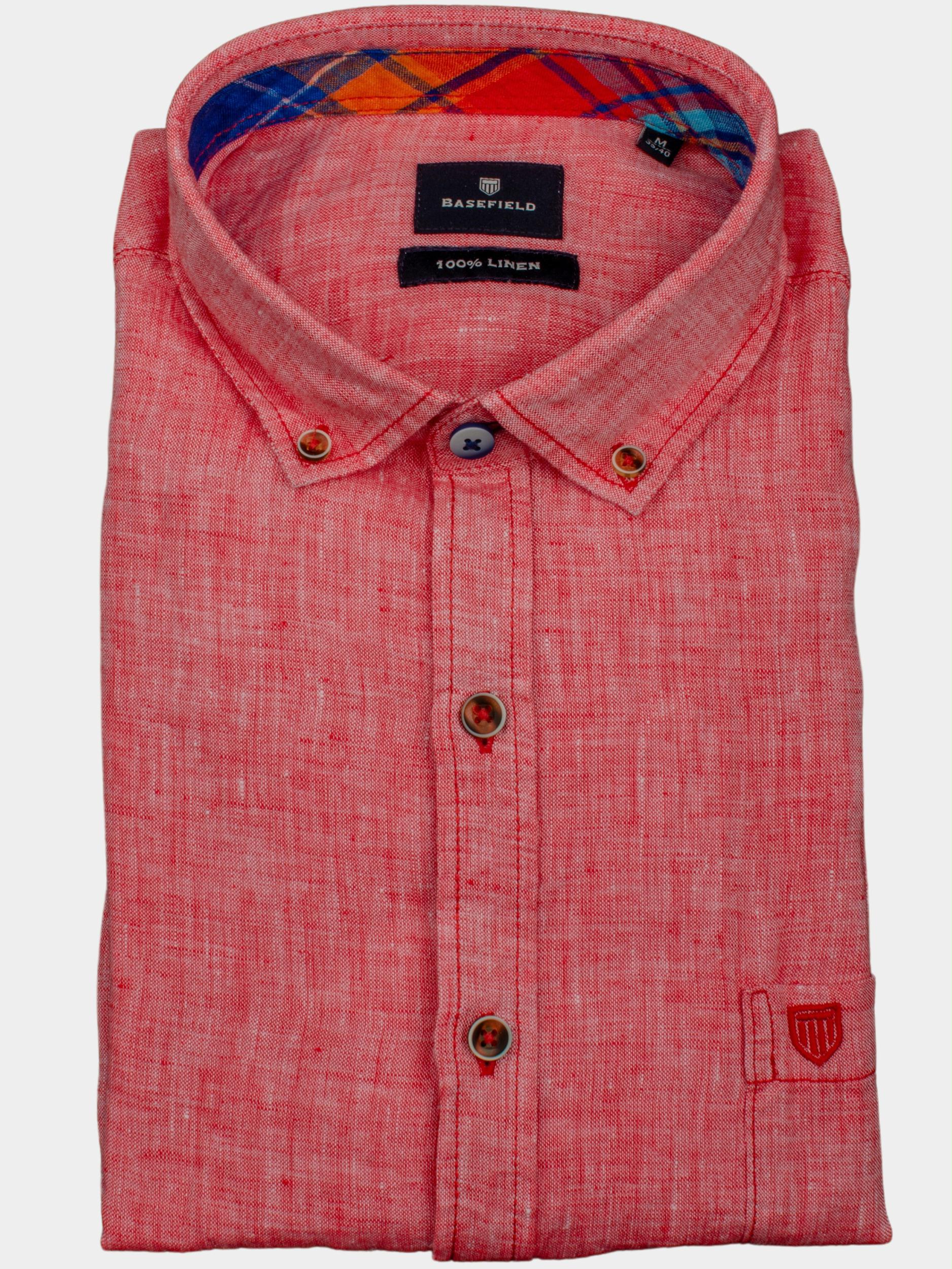 Basefield Casual hemd lange mouw Rood He.-Freizeithemd 1/1 Arm 219017019/408
