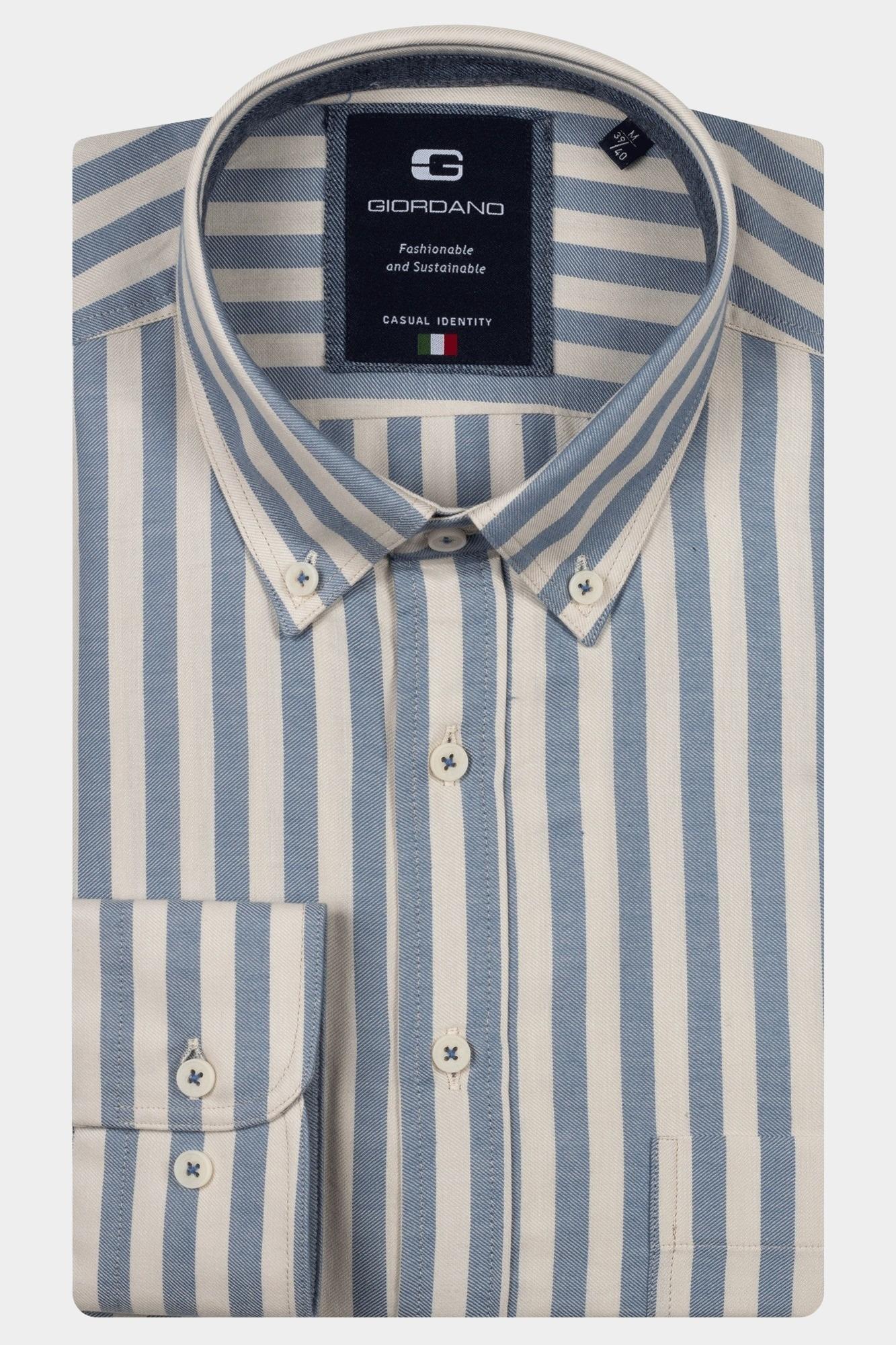 Giordano Casual hemd lange mouw Blauw Brando long sleeve button dow 527101/65