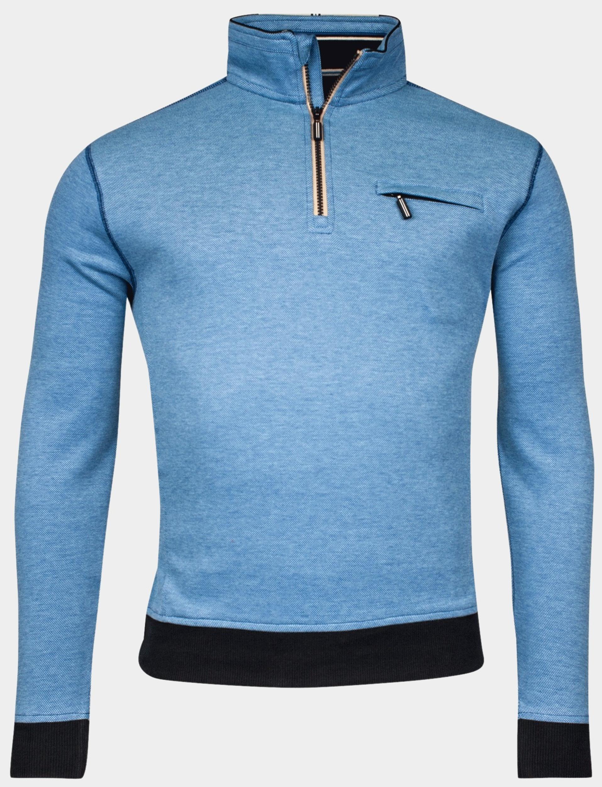 Baileys Sweater Blauw Sweat Cardigan 1/2 zip 2-tone 413130/68