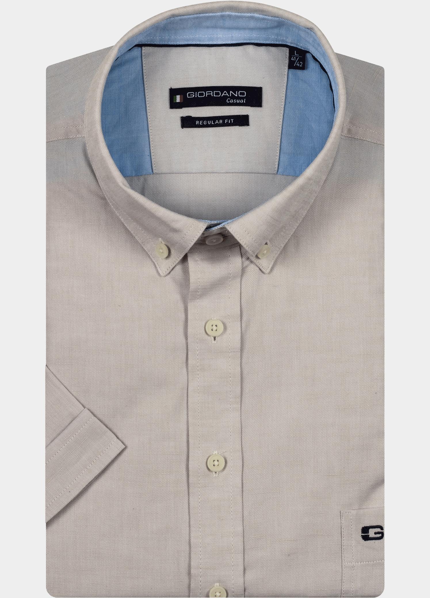 Giordano overhemd korte mouw heren Wit League, SS Button Down Solid 516001/81
