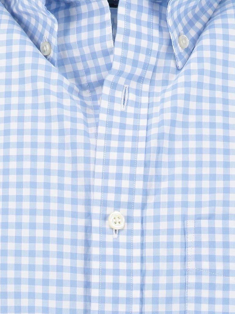 Gant Casual hemd korte mouw Blauw overhemd gingham lichtblauw rf 3046701/468
