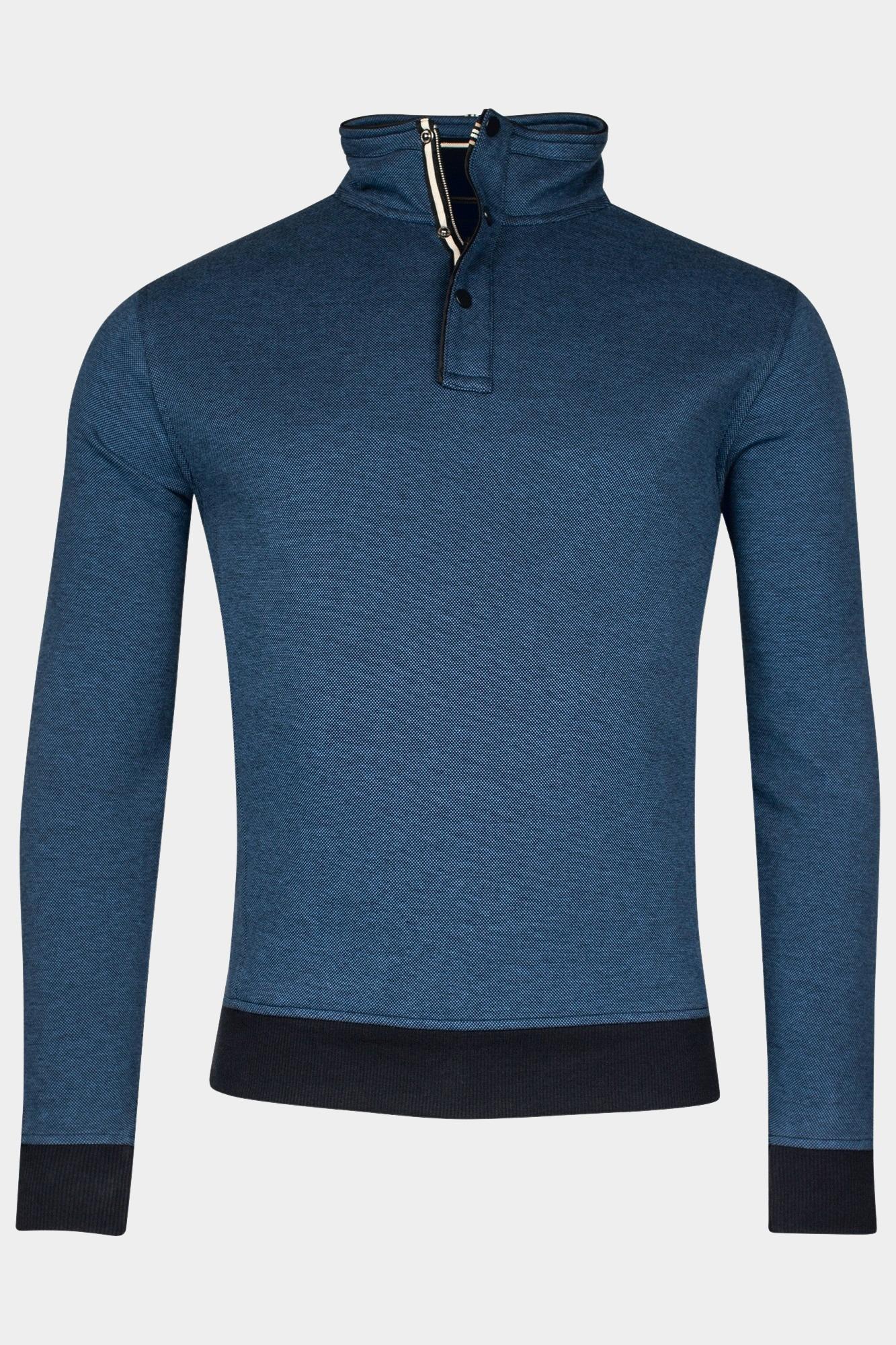 Baileys Half Zip Blauw Sweatshirt 1/2 zip 2-tone oxf 413138/60