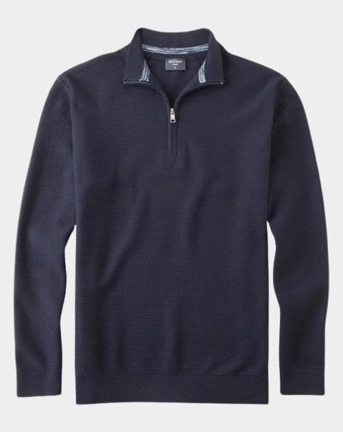 Olymp Half Zip Blauw Troyer Strick 530465/18