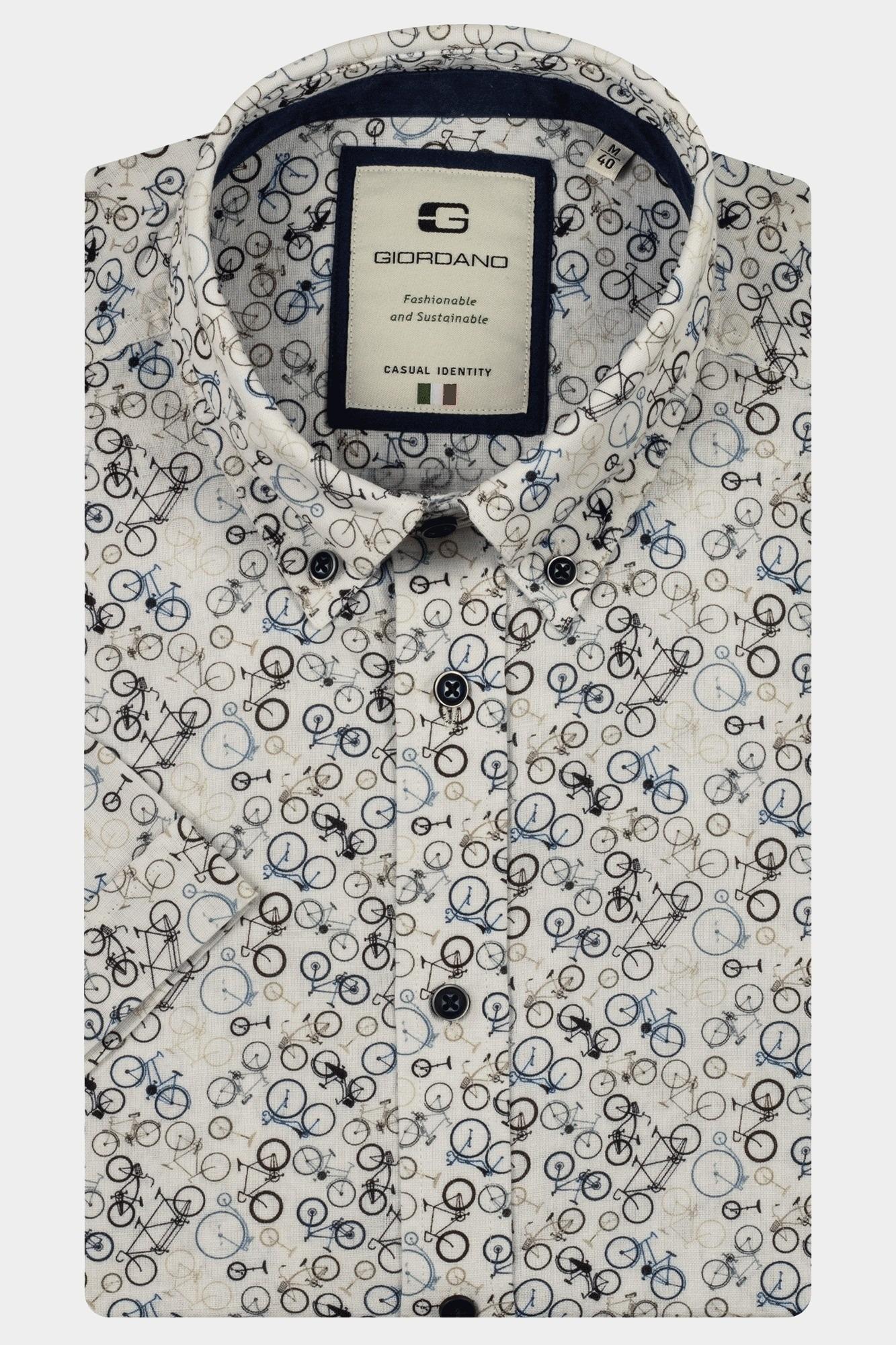 Giordano Casual hemd korte mouw Blauw Macerata short sleeve button 516821/60