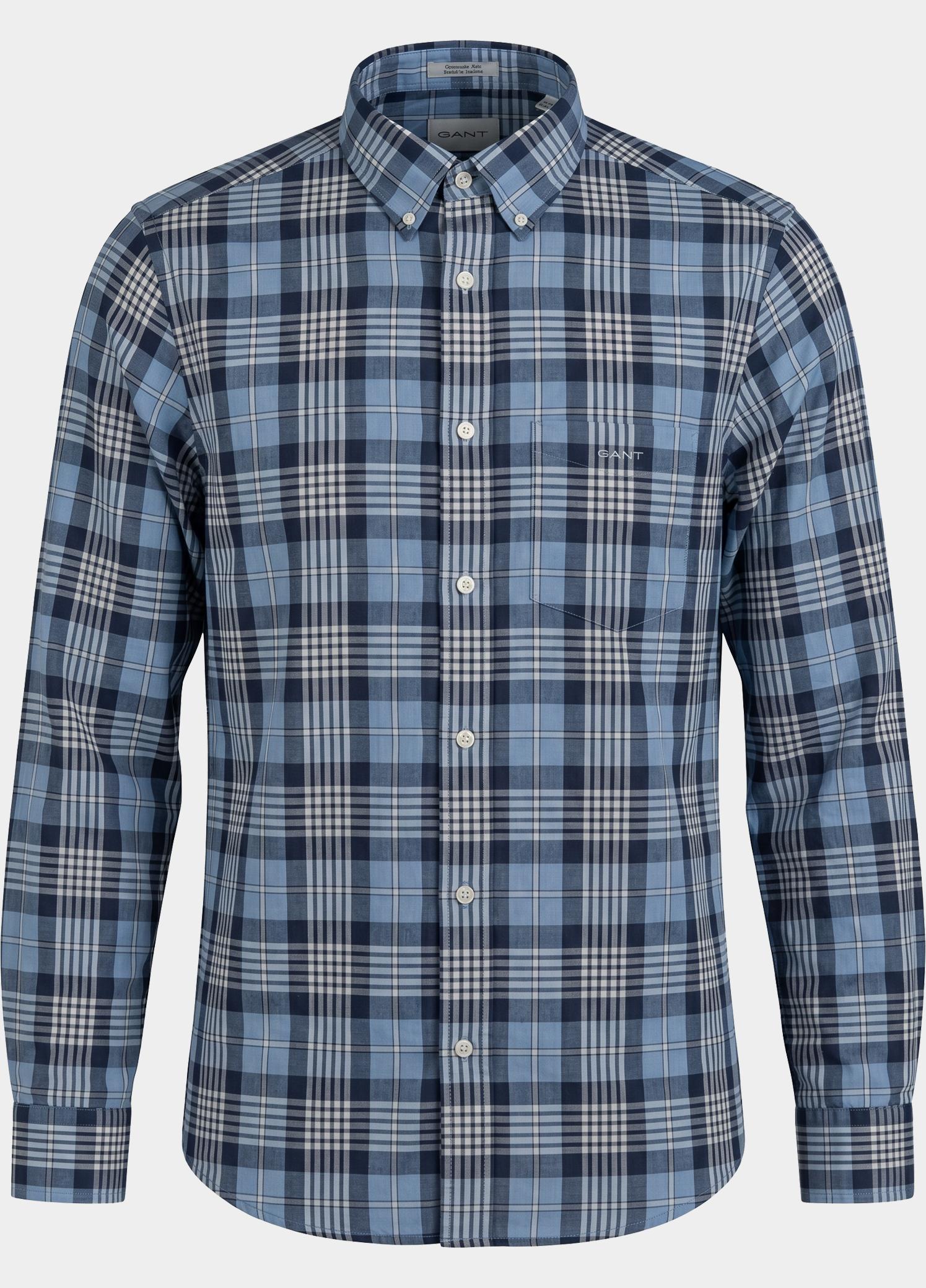 Gant Overhemd heren Blauw Checked Melange Poplin Shirt 3262006/901