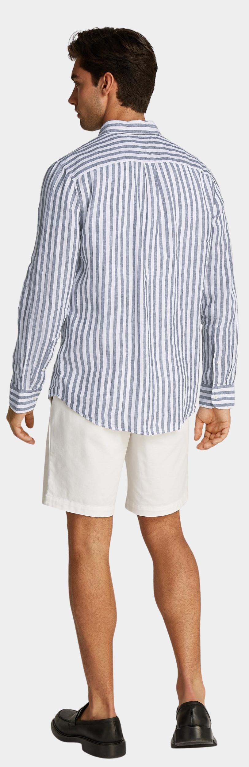 Tommy Hilfiger Casual hemd lange mouw Blauw Linen Essential Stripe RF Shir MW0MW38581/0A5