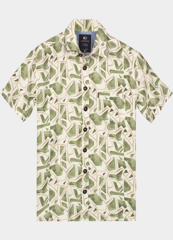 Giordano overhemd korte mouw heren Groen Vivaro Short Sleeve Resort St 616881/70