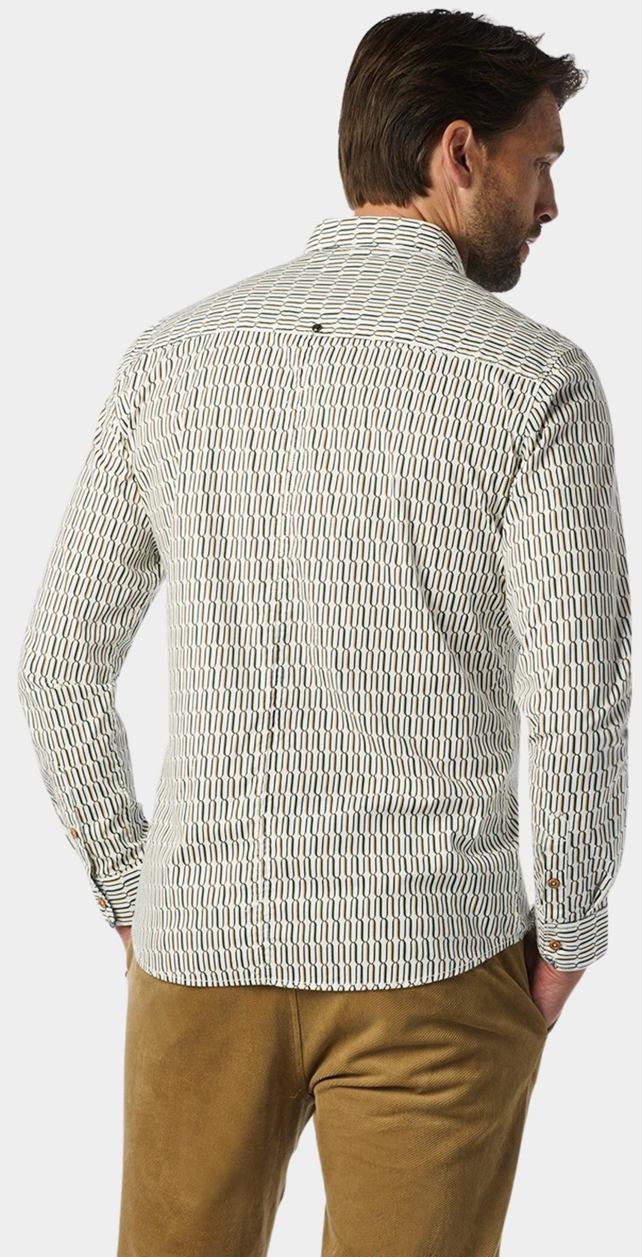 No Excess Casual hemd lange mouw Wit Shirt Stretch Allover Printed 25430711/010