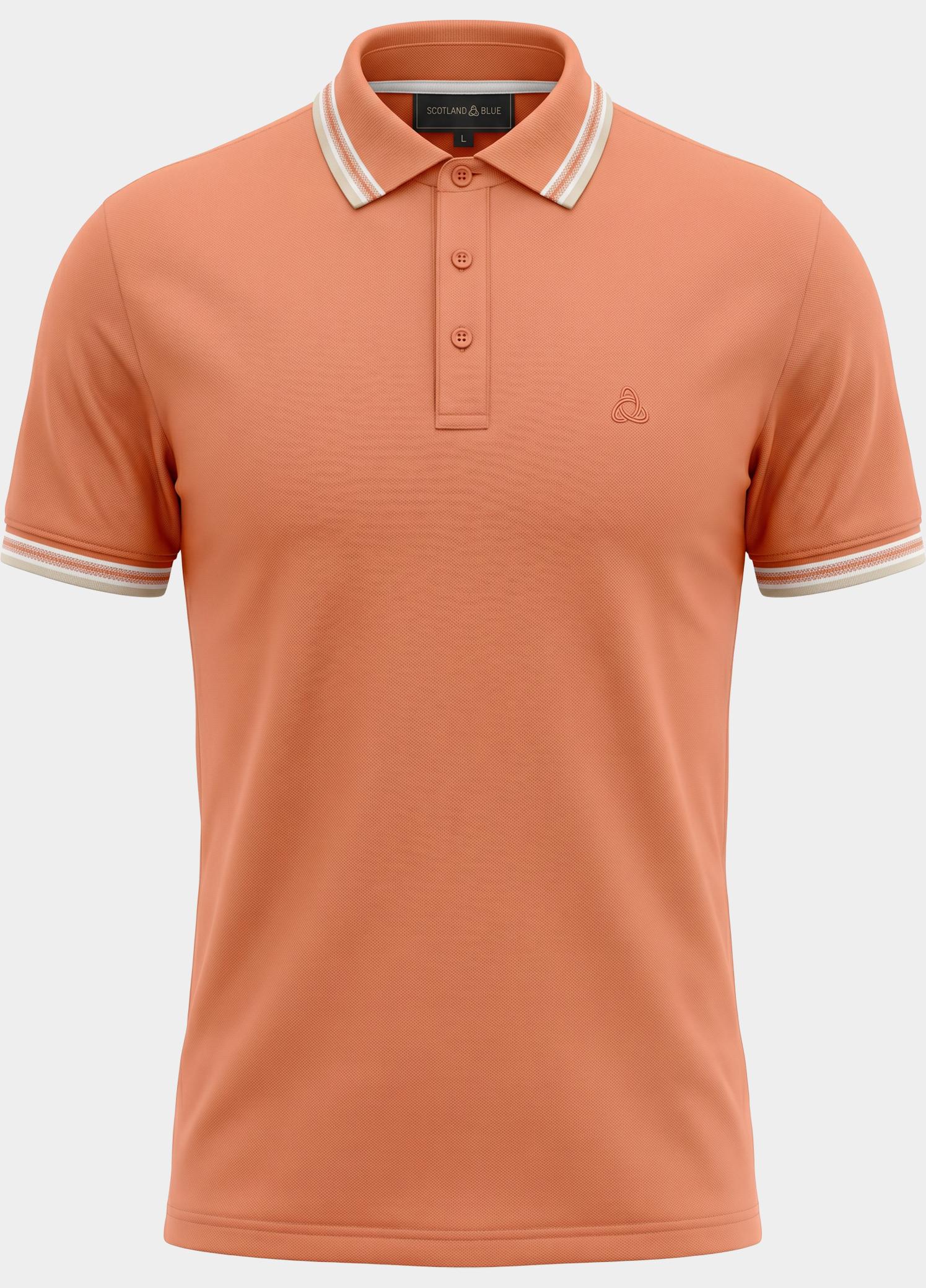 Scotland Blue Polo heren Oranje Brick Polo Plain Contrast Col SPE25108BR06SB/530 sunset