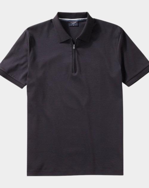 Olymp Polo korte mouw Zwart Interlock Zip Polo 540362/68