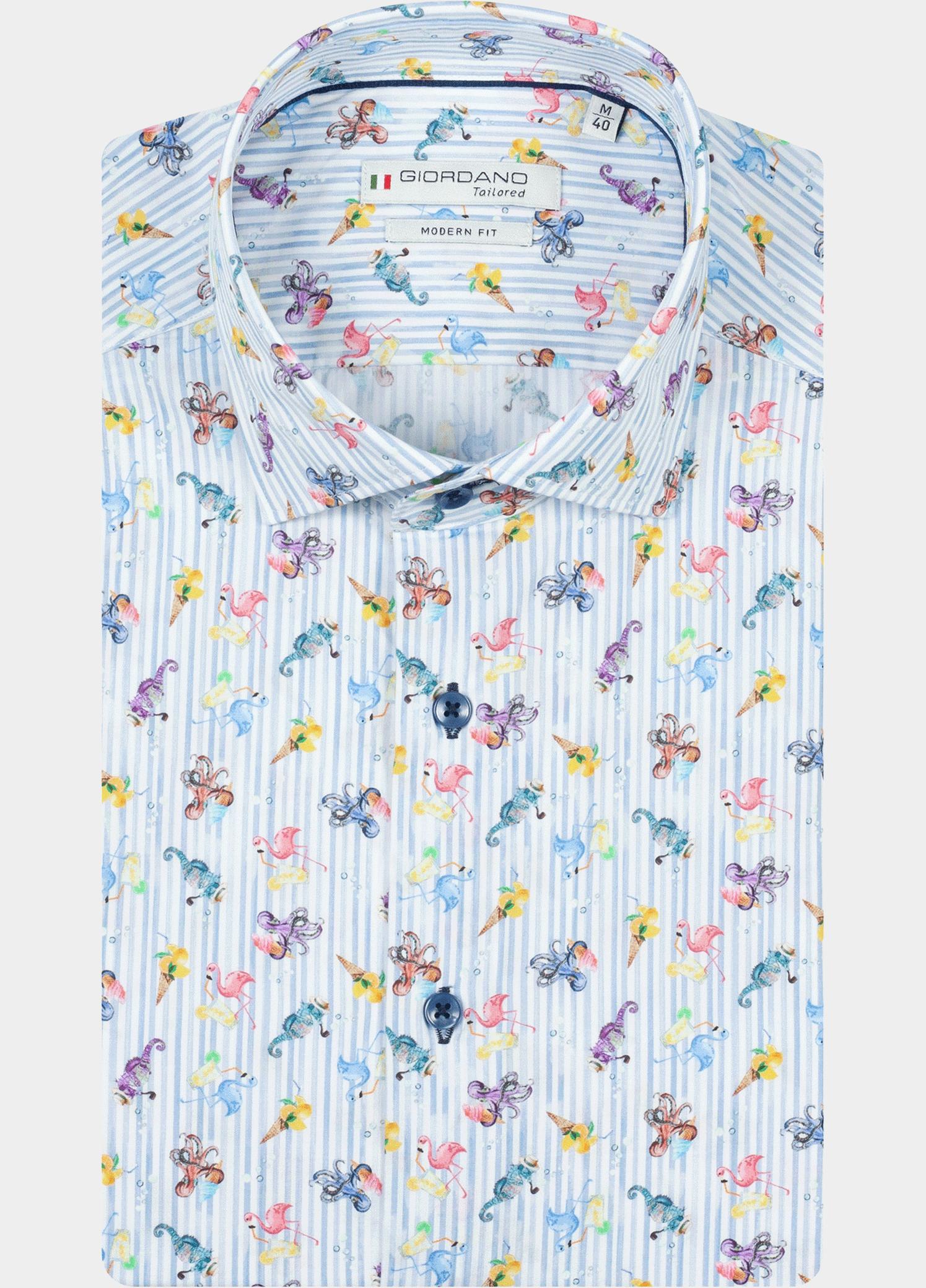 Giordano Overhemd heren Blauw Locarno Long Sleeve Semi Cuta 617866/60
