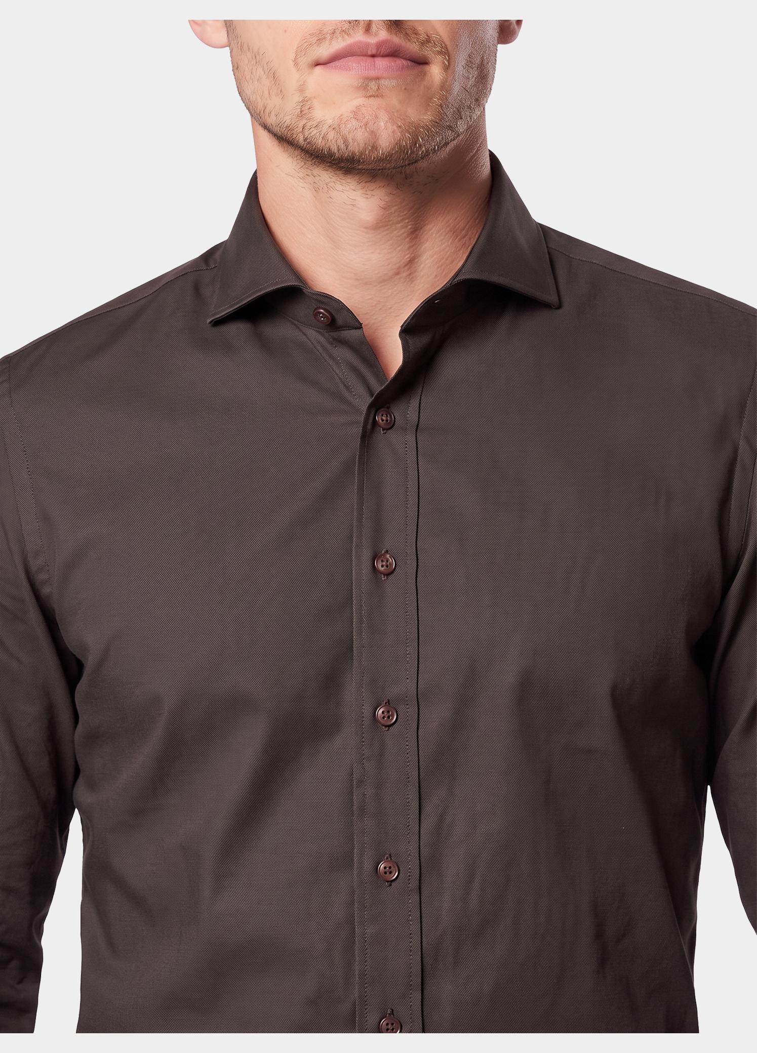Profuomo Zakelijk overhemd heren Bruin  PPWH30026/E