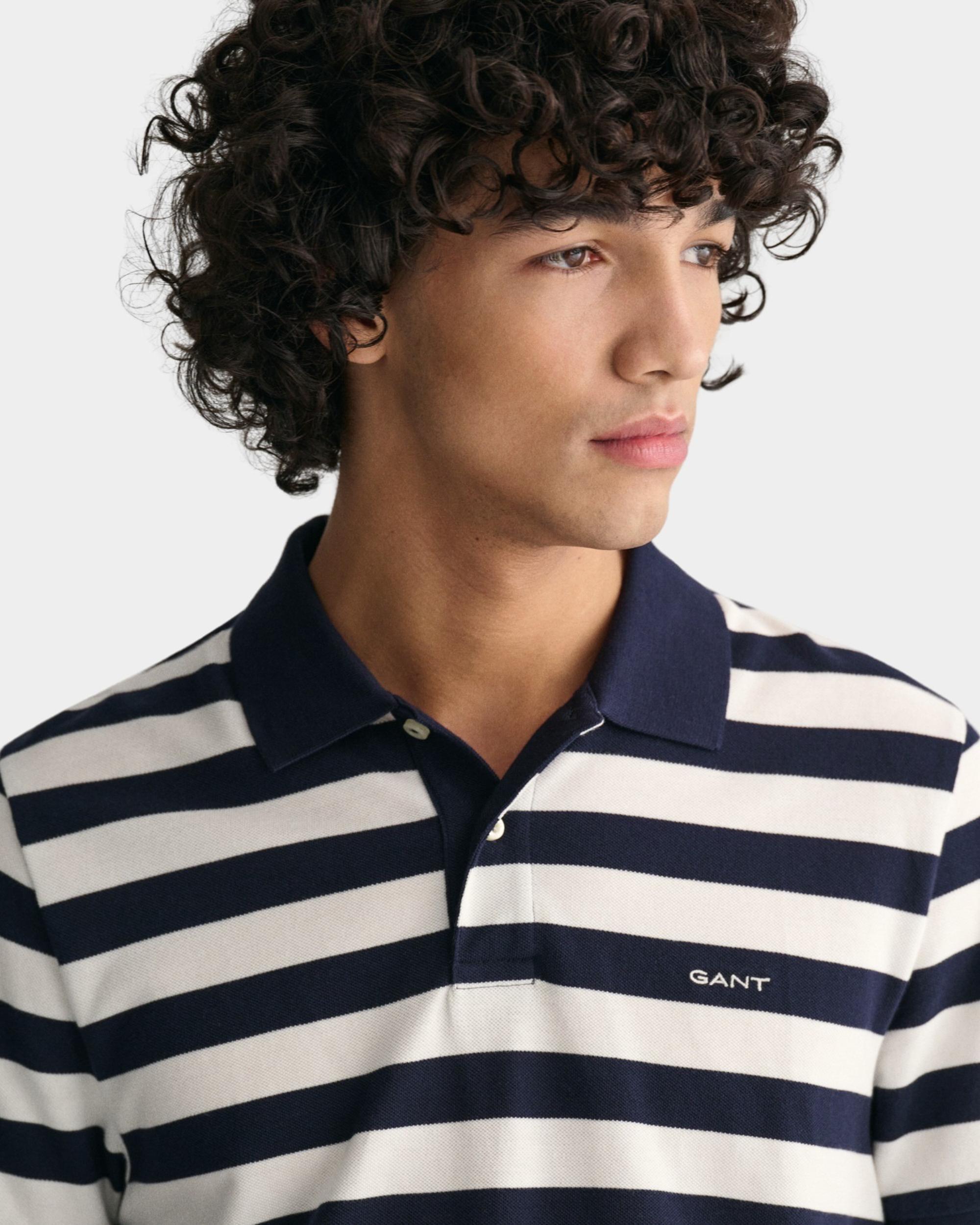 Gant Polo korte mouw Blauw Stripe SS Pique Polo 2013040/433