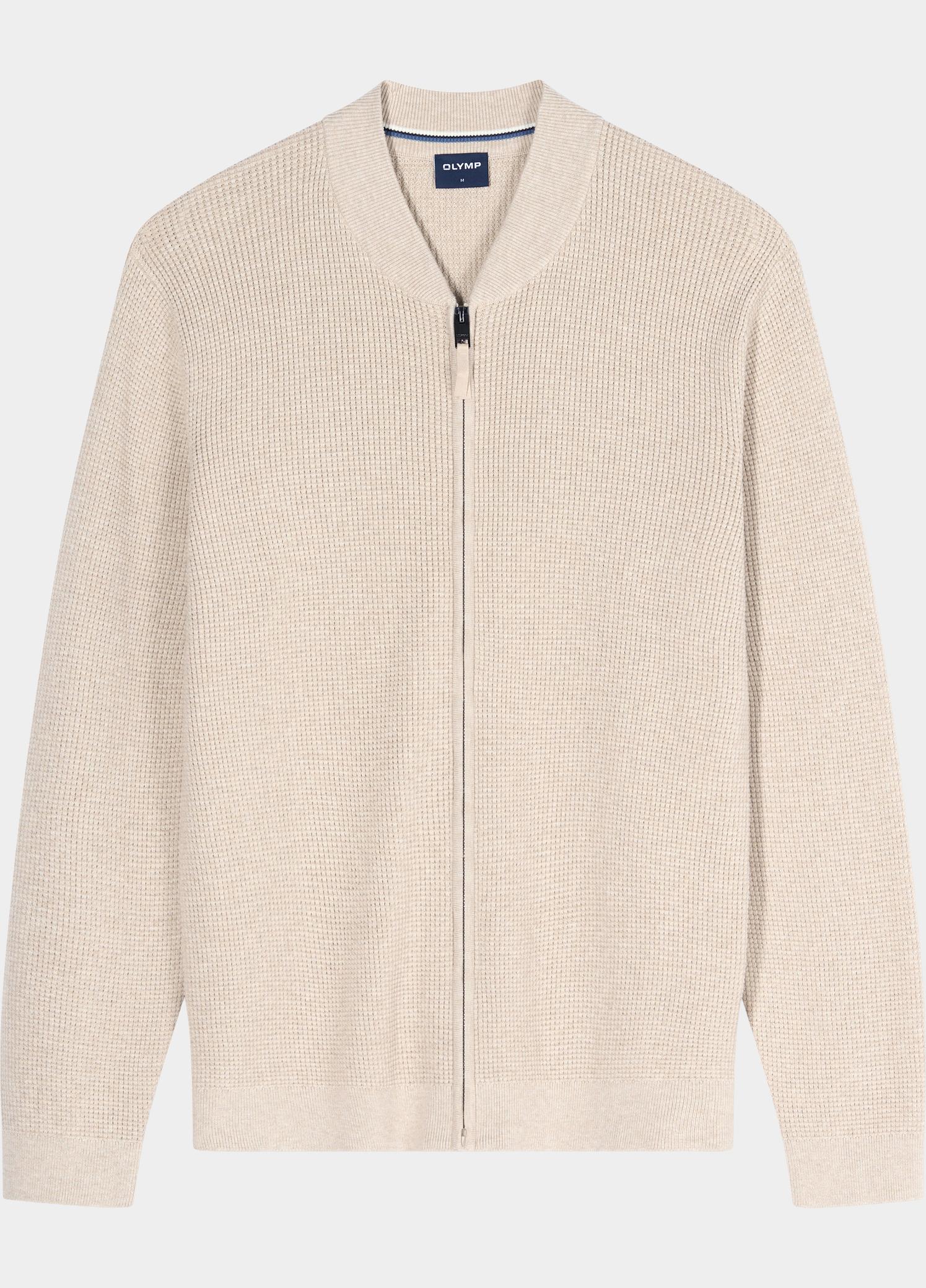 Olymp Vest heren Beige Zip Jacke Strick 536226/20