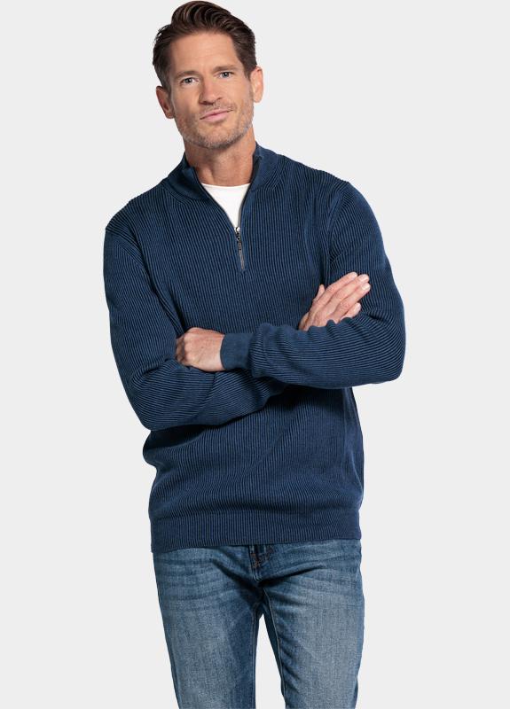 Baileys Half Zip Blauw Pullover 1/2 zip  Plated Rib 528419/675