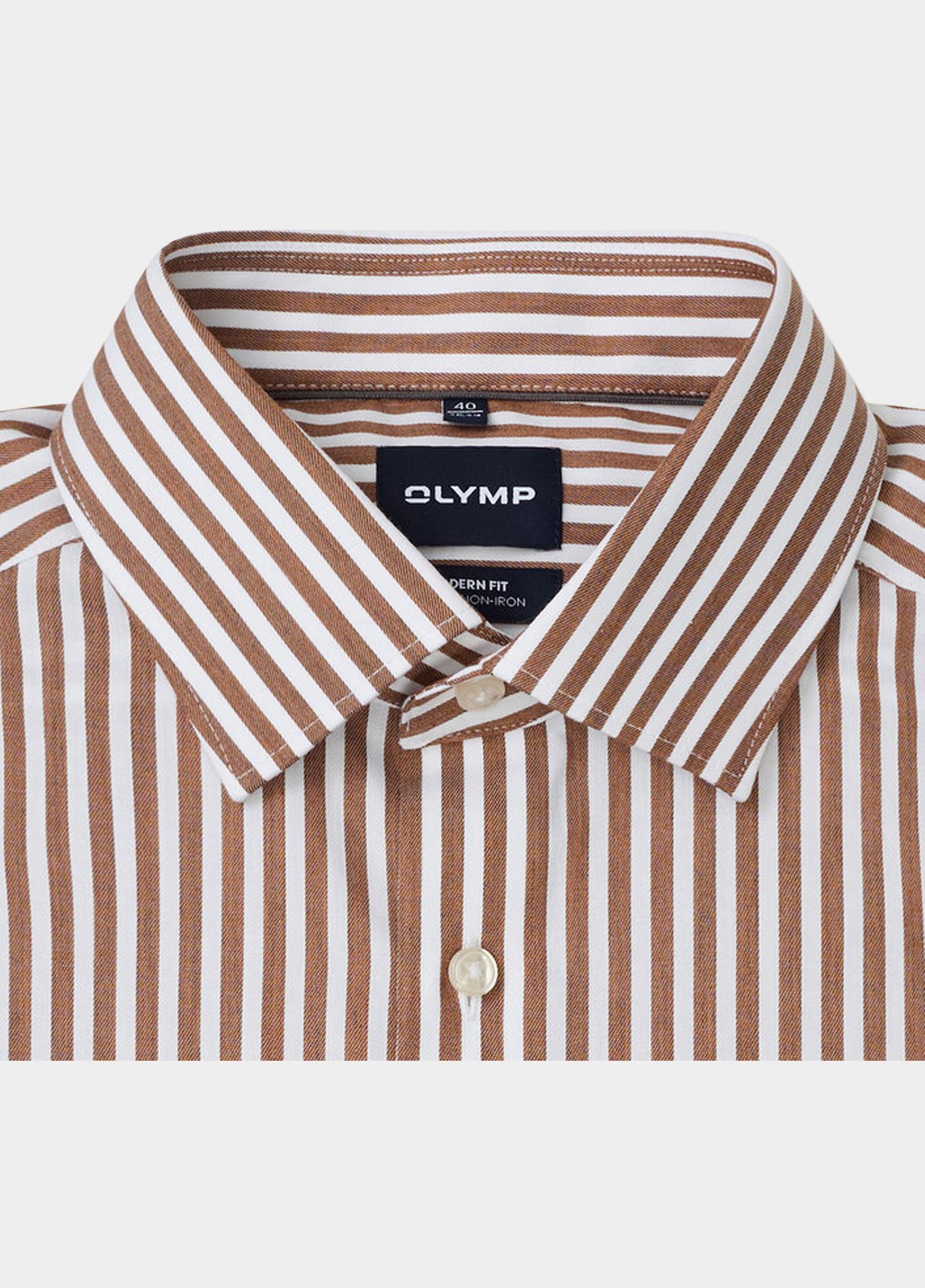 Olymp Zakelijk overhemd heren Bruin Luxor mf D.2104 o.T. 128824/27