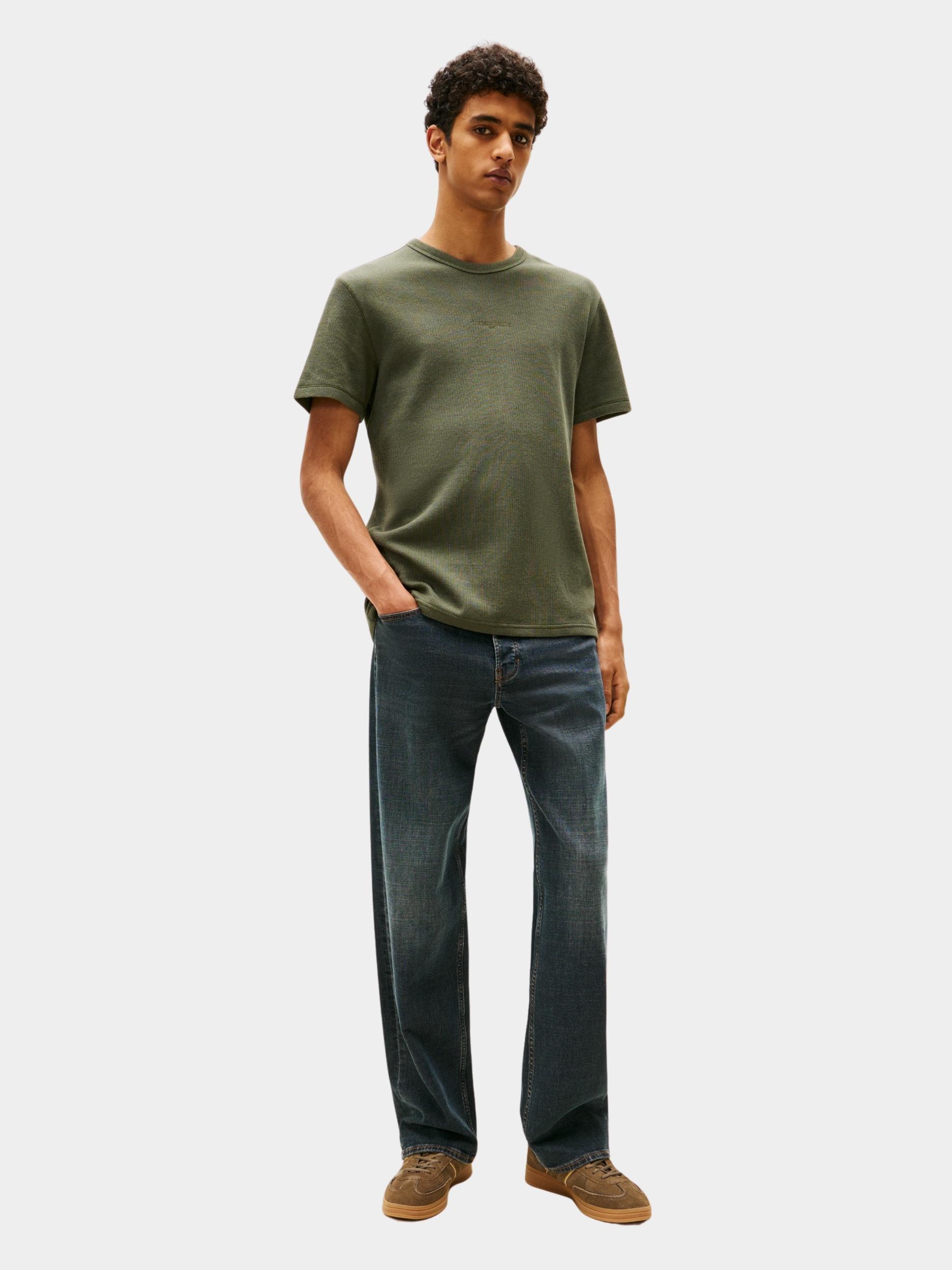 Tommy Jeans T-shirt korte mouw Groen TJM SLIM WAFFLE SCRIPT TEE DM0DM21778/MRH