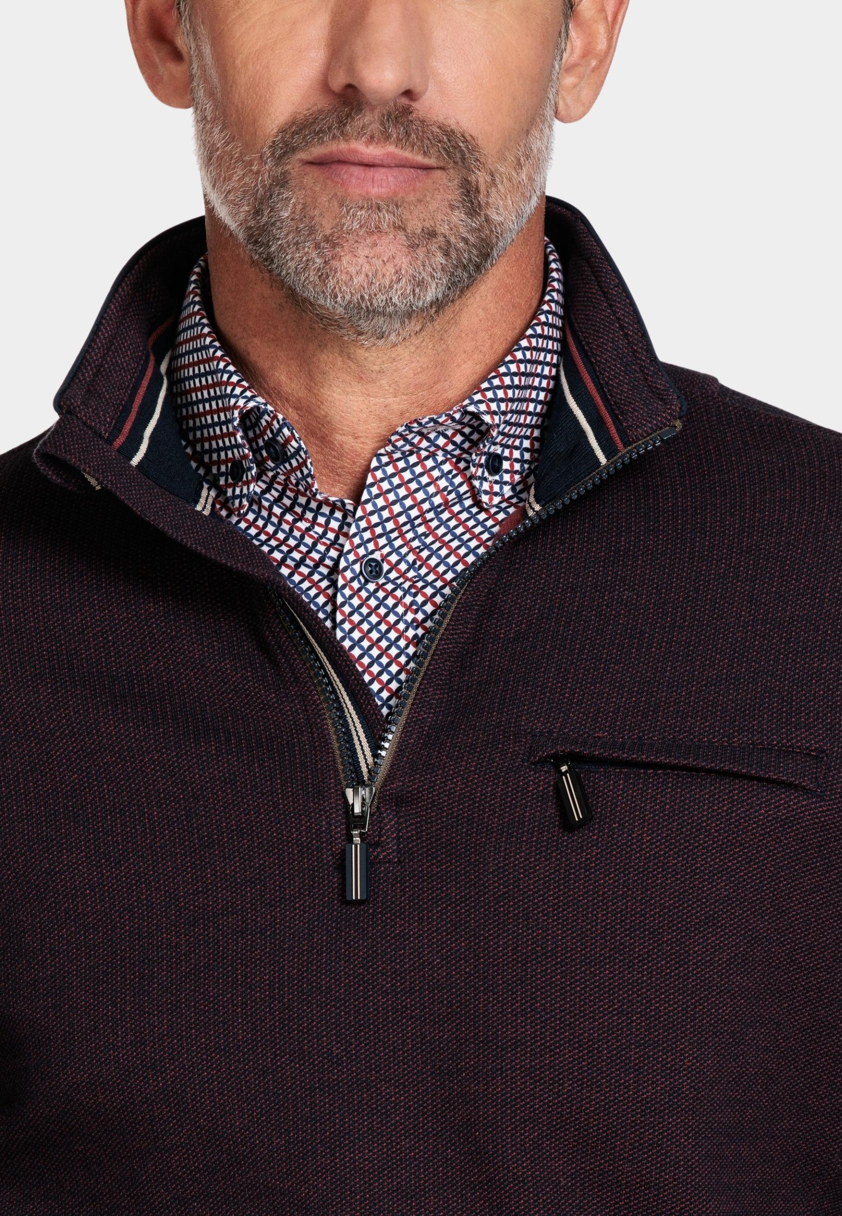 Baileys Half Zip Rood Sweatshirt 1/2 zip 2-tone Jac 323195/38