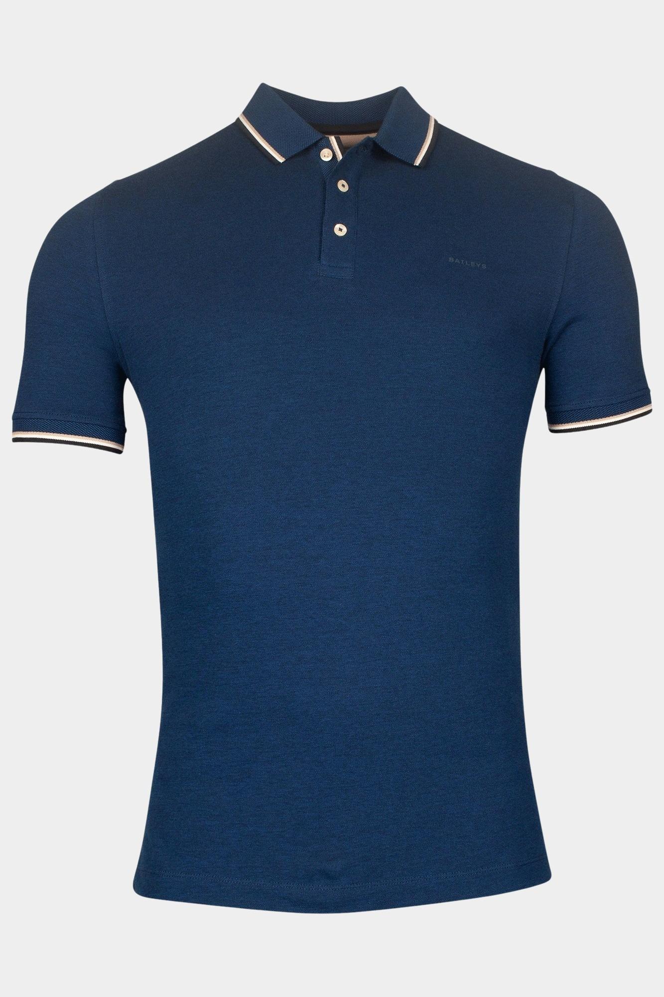 Baileys Polo korte mouw Blauw Poloshirt  2-tone Oxford Piqu 515293/60