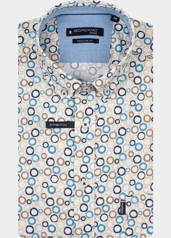 Giordano overhemd korte mouw heren Blauw League Short Sleeve Button Do 616019/60