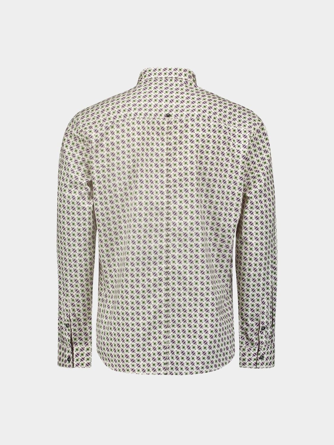No Excess Casual hemd lange mouw Paars Shirt Stretch Allover Printed 25430713/083
