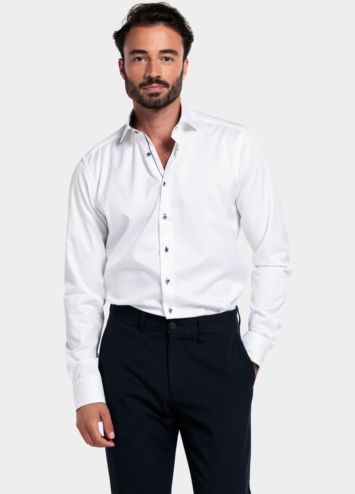 Giordano Overhemd heren Wit Locarno long sleeve semi cuta 527877/10