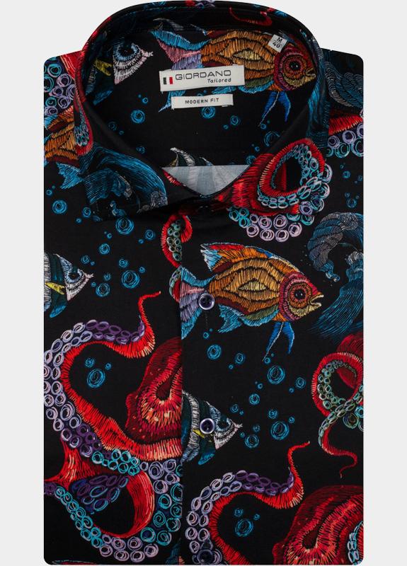 Giordano overhemd korte mouw heren Blauw Lago Short Sleeve Semi Cutawa 616890/60