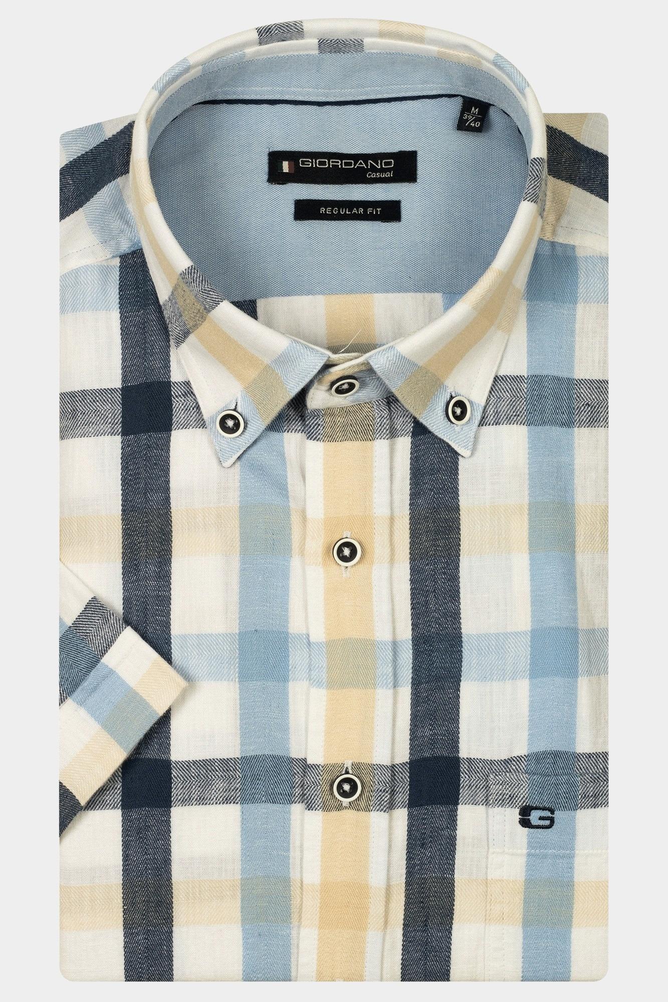 Giordano Casual hemd korte mouw Blauw League short sleeve button do 516316/60