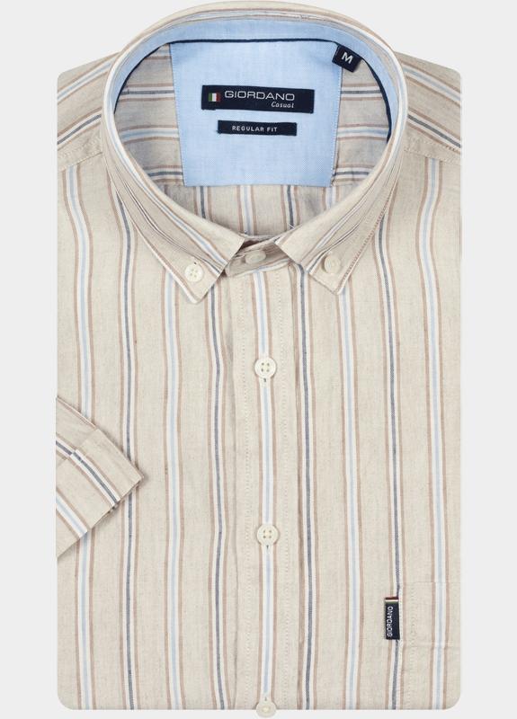 Giordano overhemd korte mouw heren Wit League Short Sleeve Button Do 616118/81