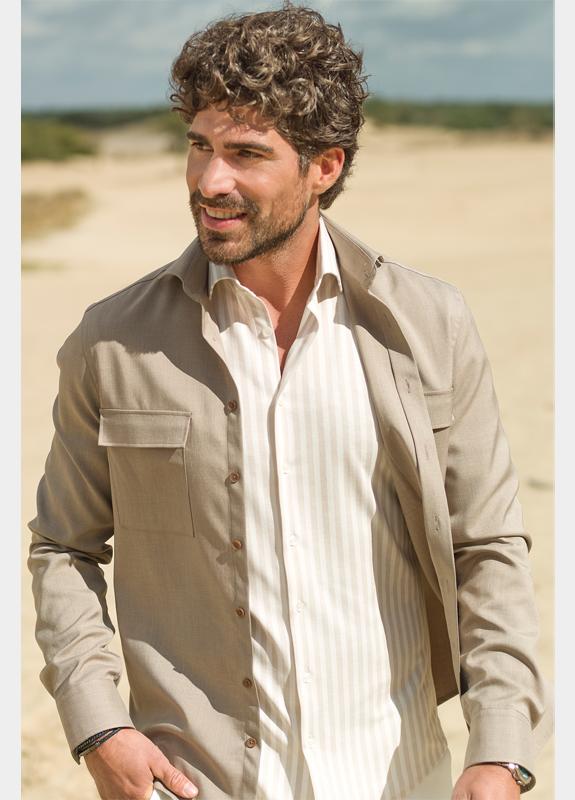 Ledub Business hemd lange mouw Bruin  0143465/620-000-000