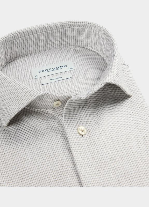 Profuomo Business hemd lange mouw Beige  PPWH30004/C