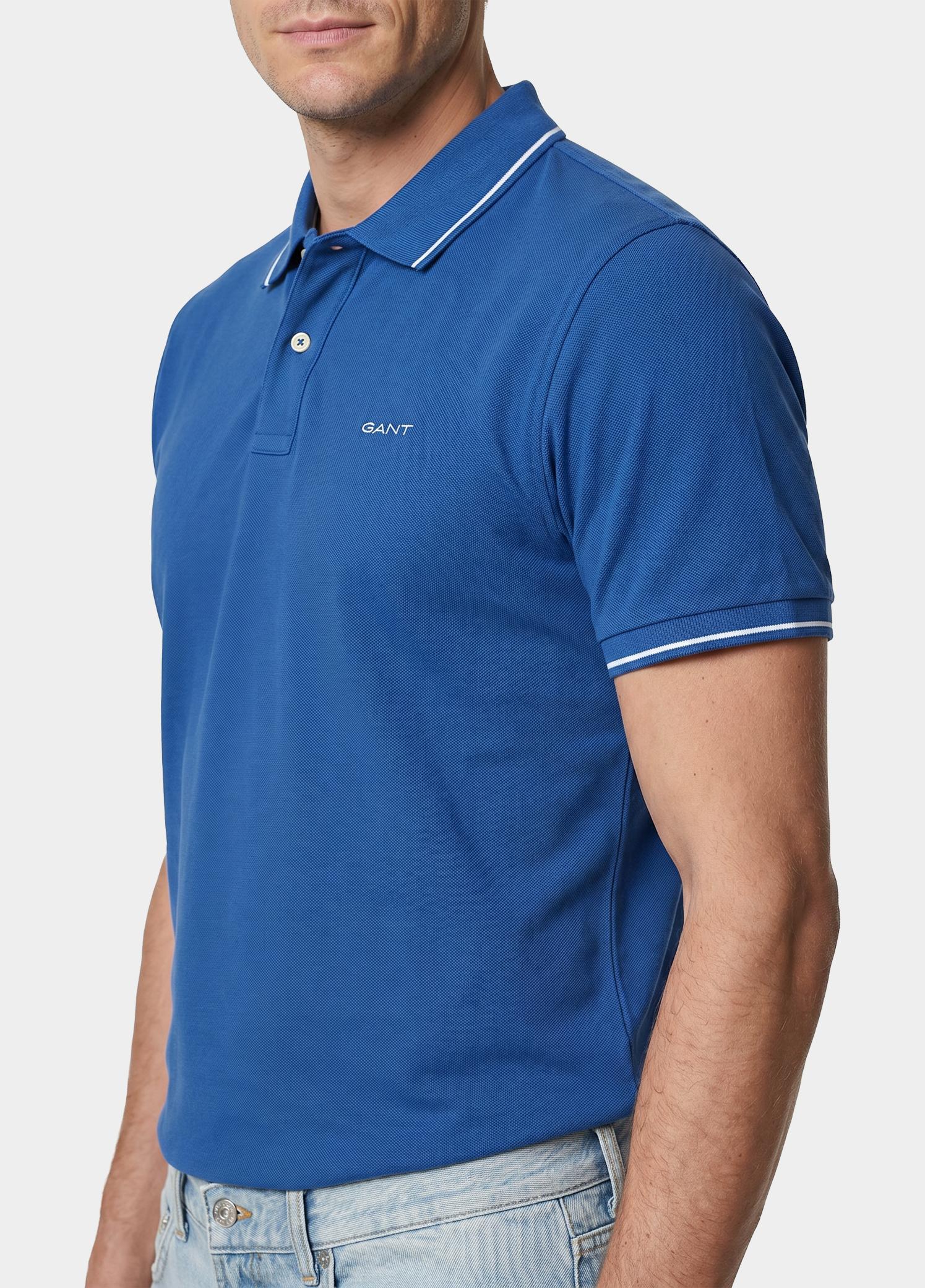 Gant Polo heren Blauw Tipped Piqué Polo Shirt 2062034/407
