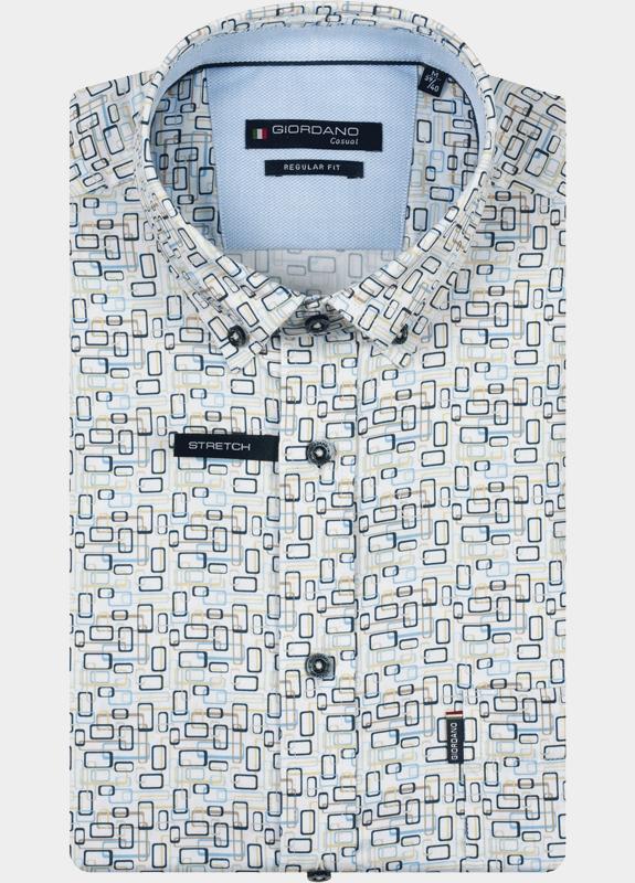 Giordano overhemd korte mouw heren Blauw League Short Sleeve Button Do 616031/60