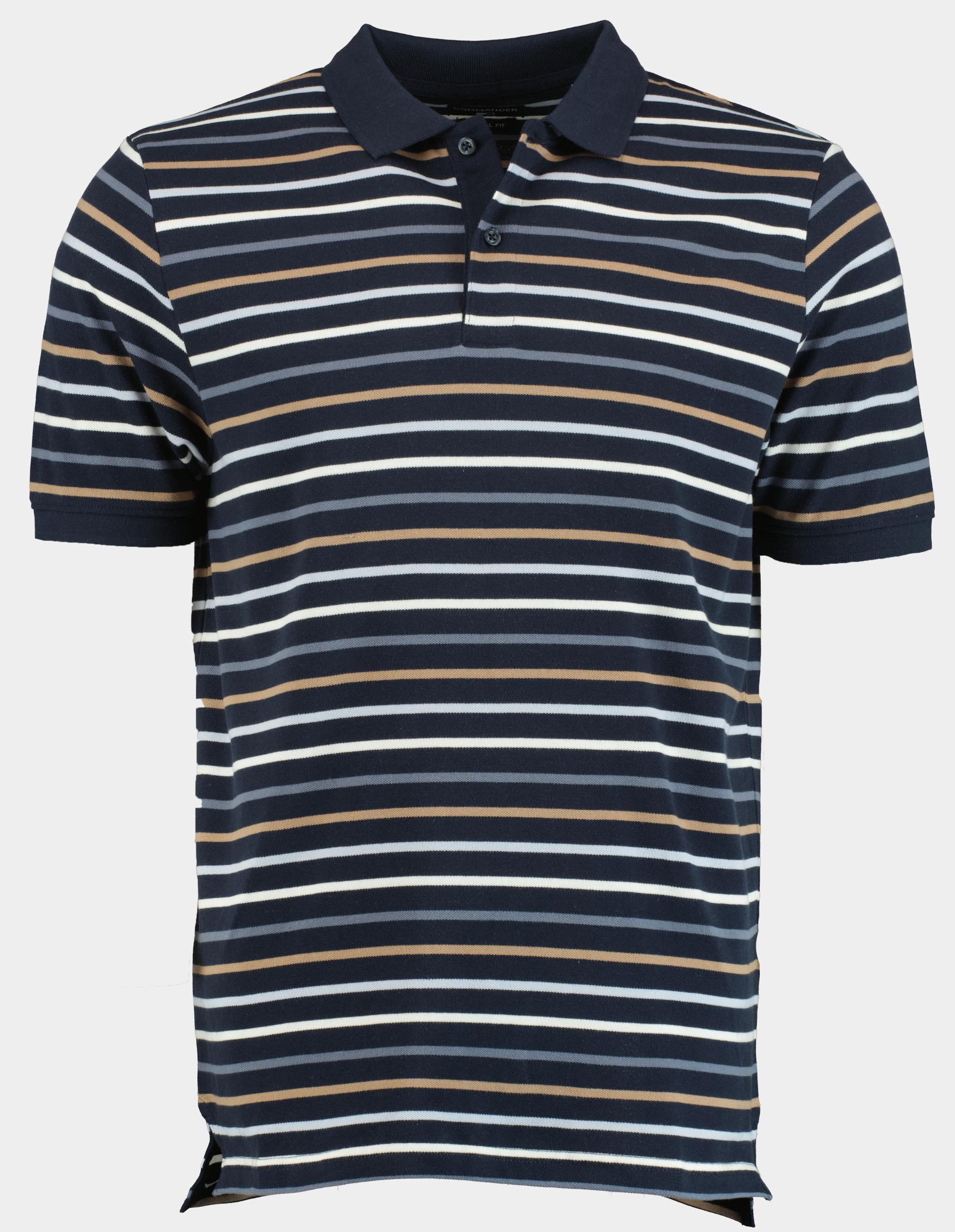 Commander flag Polo korte mouw Blauw 3-Knopf-Polo-Shirt, 1/2 Arm 214008263/642