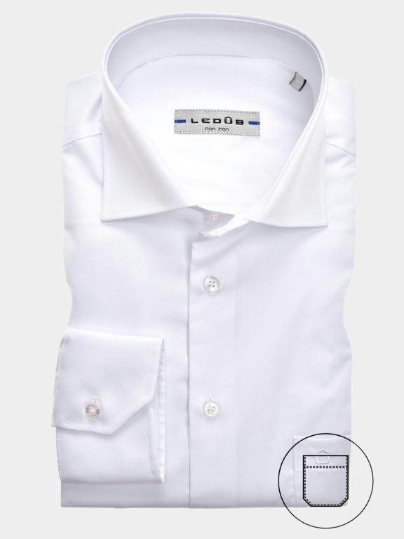 Ledub Business hemd lange mouw Wit overhemd modern fit wit 0323508/910000