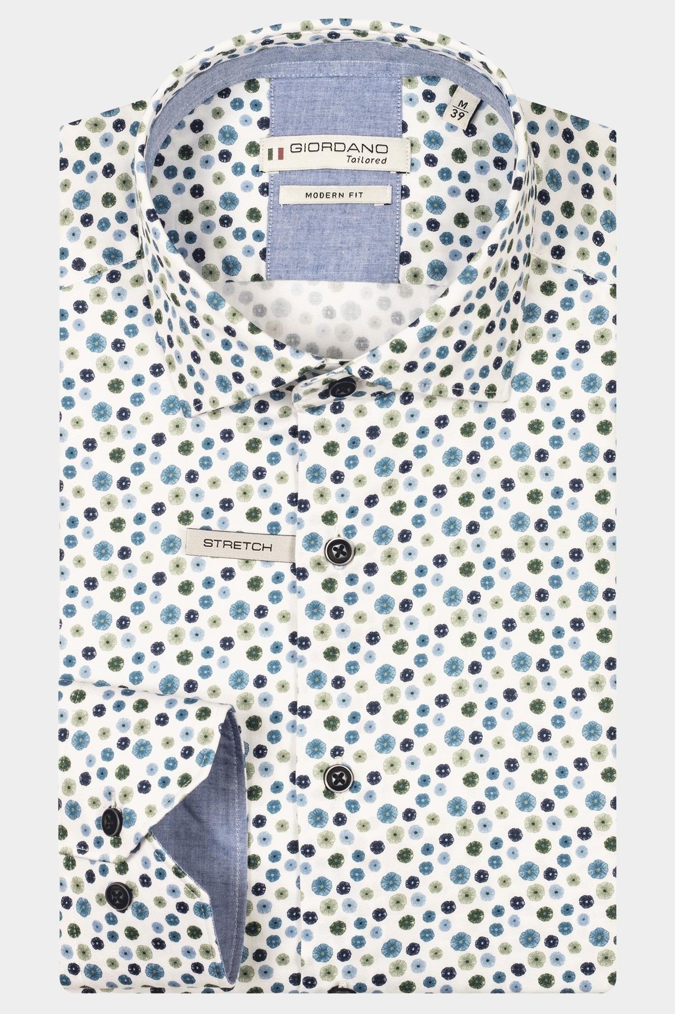 Giordano Casual hemd lange mouw Groen Maggiore long sleeve semi cut 517822/70