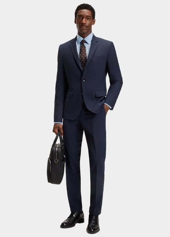 BOSS Black Business hemd lange mouw Blauw H-HANK-kent-C1-214 10219212 0 50469345/452