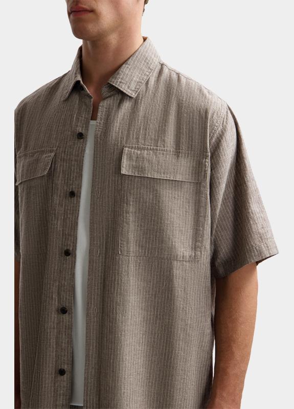 Dstrezzed overhemd korte mouw heren Beige Pinstripe Shirt 311521/216