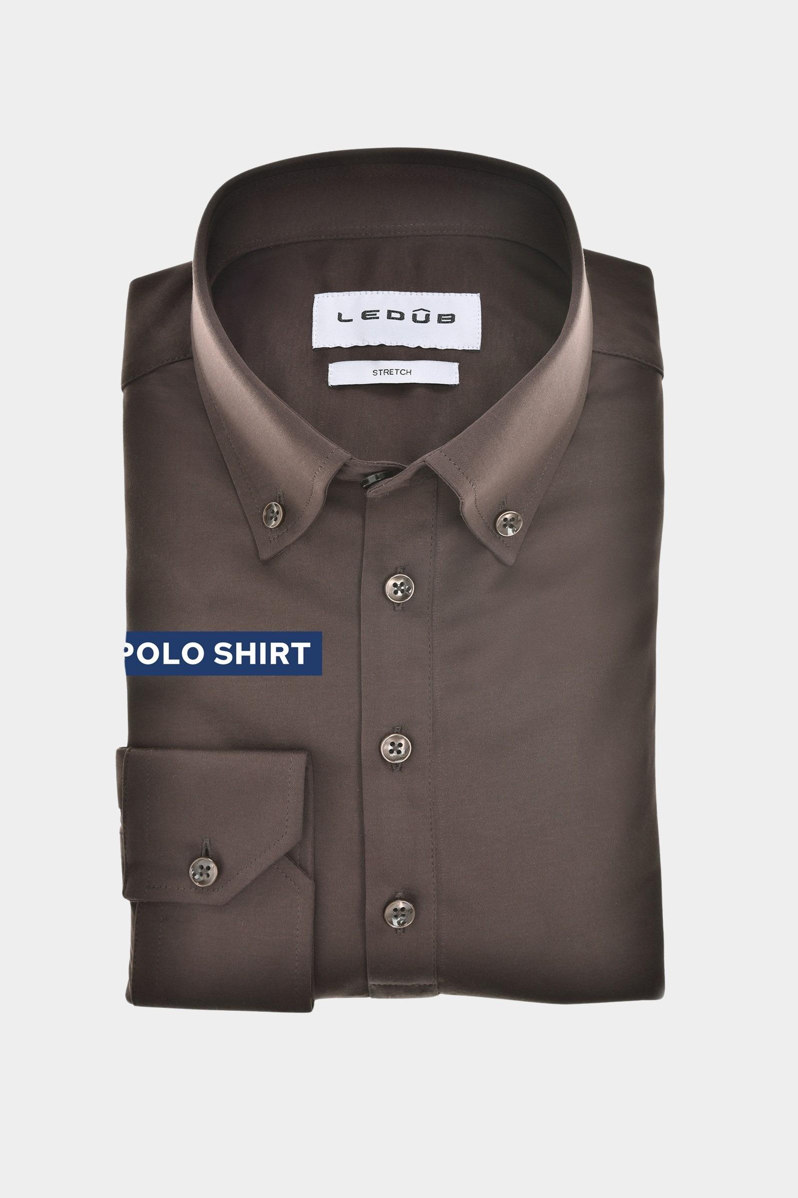 Ledub Polo lange mouw Bruin SFP5 0143231/680-000-000