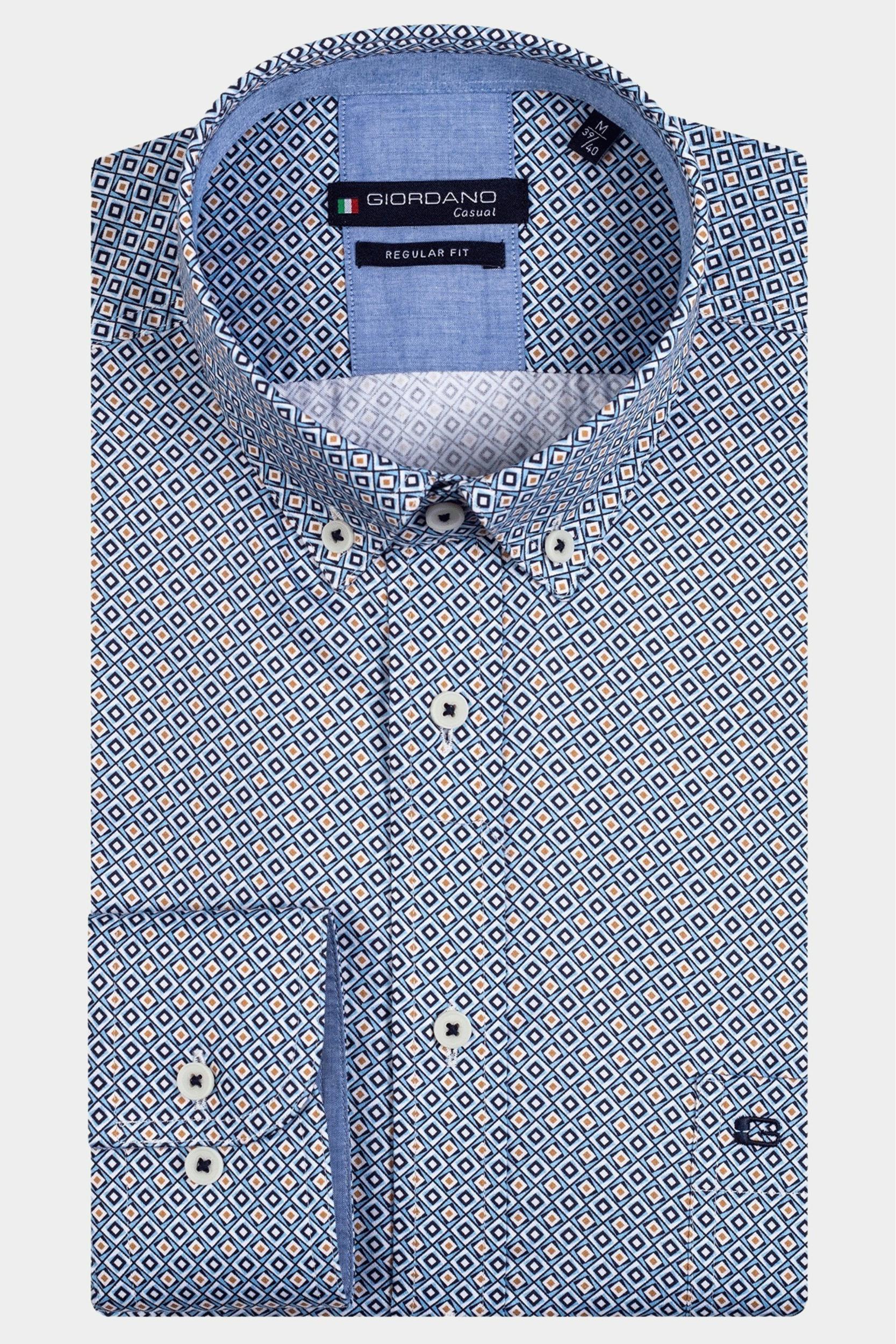 Giordano Casual hemd lange mouw Blauw Ivy 317017/60