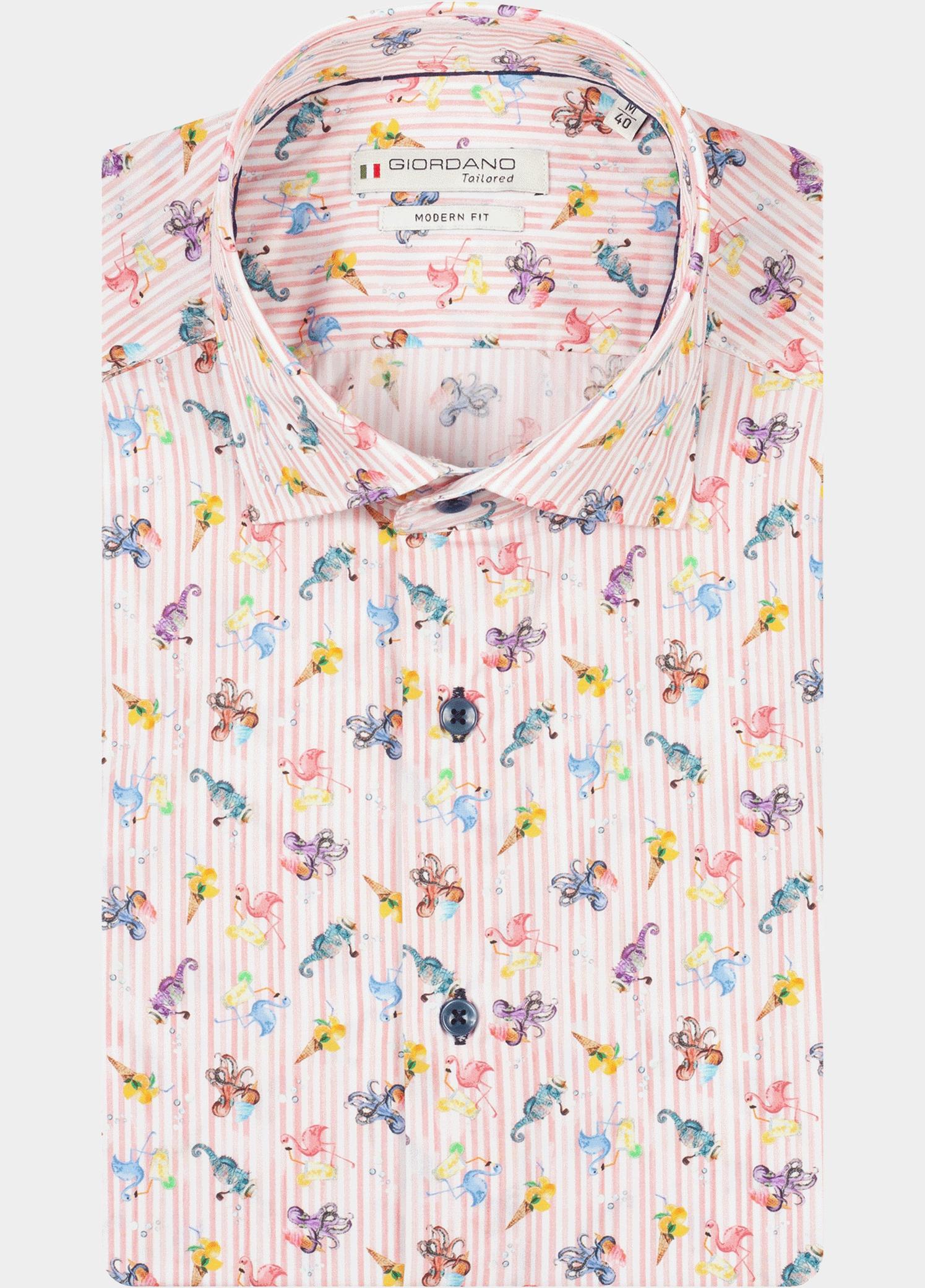 Giordano overhemd korte mouw heren Roze Ticino Short Sleeve Semi Cuta 616866/50
