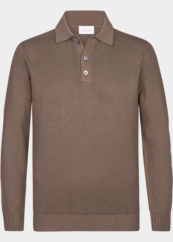Profuomo Polo lange mouw Bruin  PPWJ10022/B