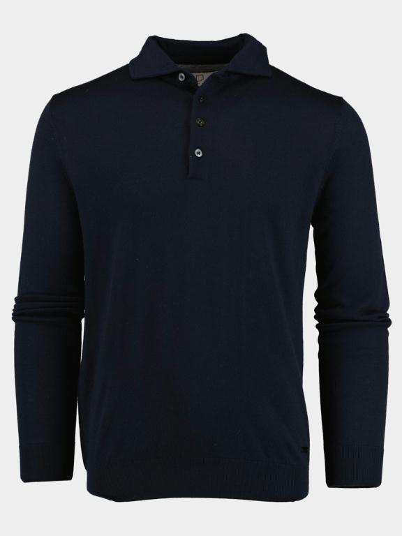 Born With Appetite Pullover Blauw Anton Polo Pullover Merino 22305AN14/290 navy