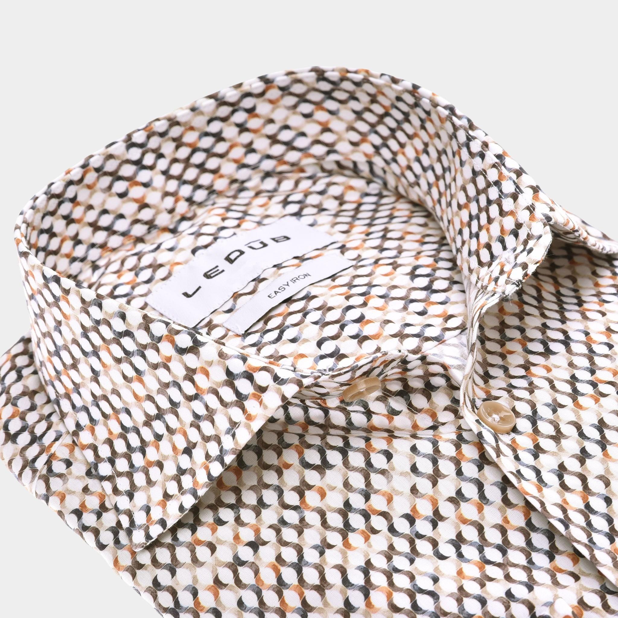 Ledub Overhemd extra lange mouw Bruin  0142823/630-000-000