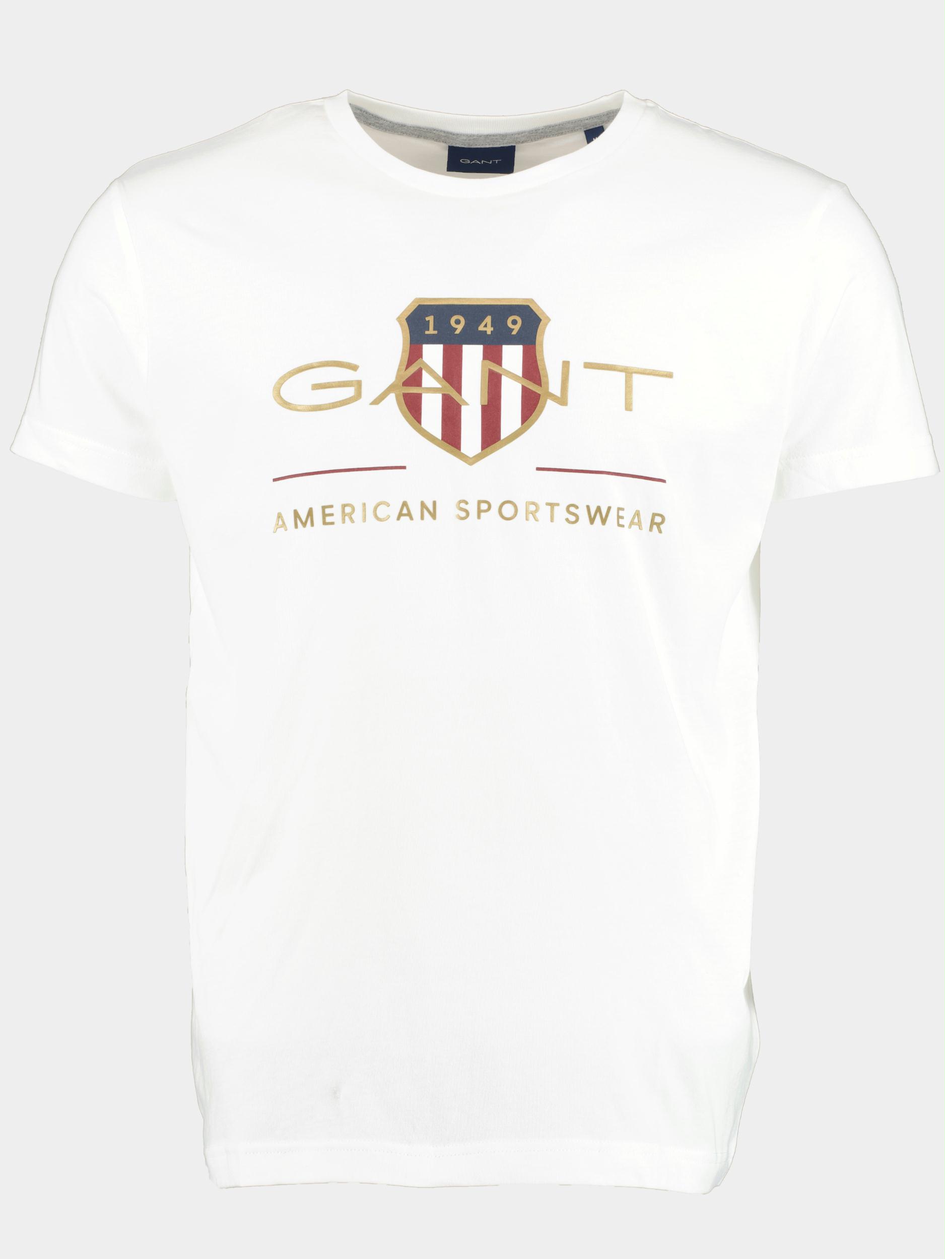 Gant T-shirt korte mouw Wit D2. archive shield SS T-shirt 2003099/110