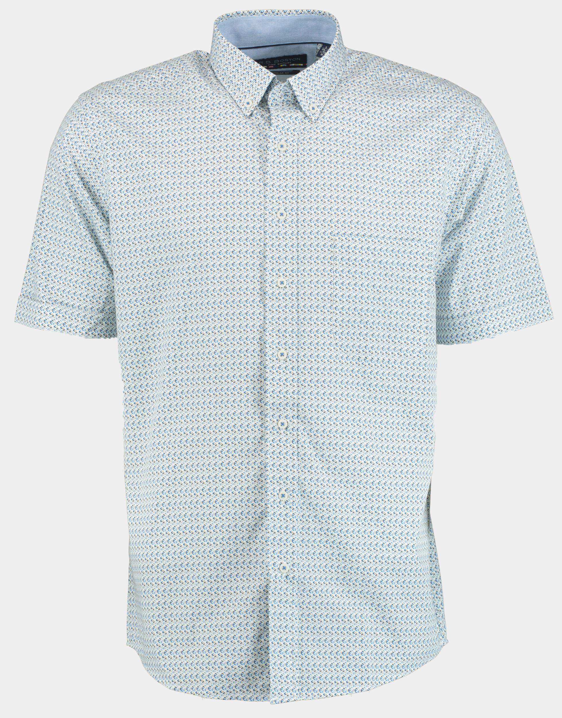 R.B. Boston Casual hemd korte mouw Blauw regular fit multicolor print 516670/615