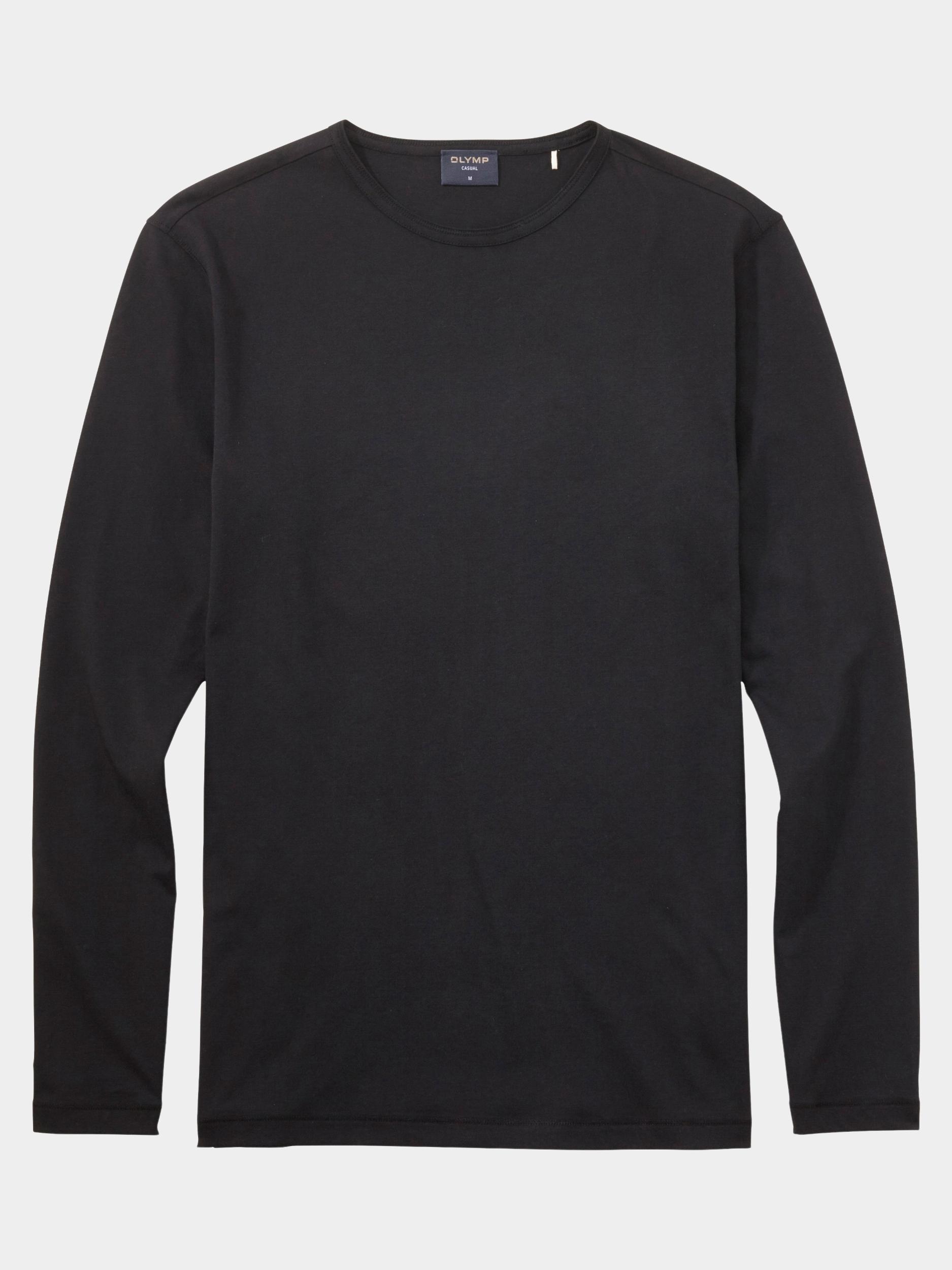 Olymp T-shirt lange mouw Zwart Crewneck Casual 560424/68