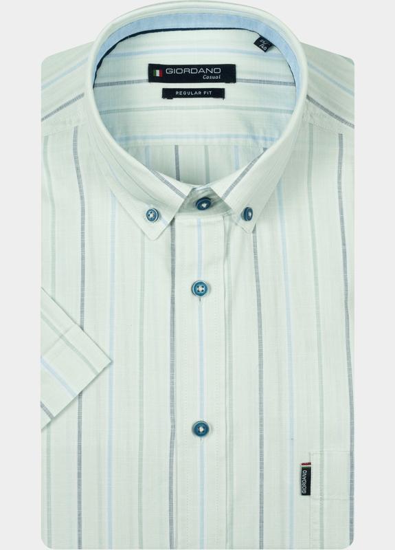 Giordano overhemd korte mouw heren Groen League Short Sleeve Button Do 616141/71