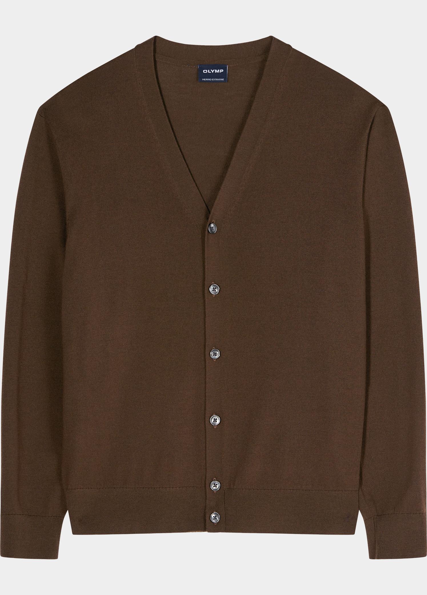 Olymp Vest heren Bruin Cardigan Basic Merino 533566/89