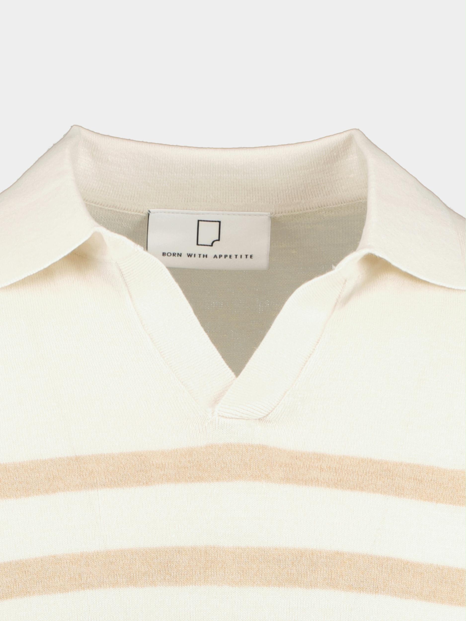 Born With Appetite Polo korte mouw Beige Roan Polo Stripes Flatknit 23108RO20/820 sand